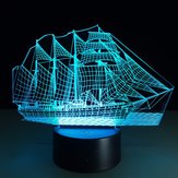 Creative Sailing Boat USB 3D LED Luzes Colorful Touch Night Light Christmas Gift