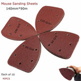 40pcs 60-240 Grit 140x90mm Triângulo Papel de lixa Folhas para lixar Almofadas para lixadeira de mouse