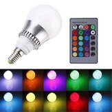 RGB E14 5W LED電球色変更グローブライトランプ+リモートコントロールAC85-265V