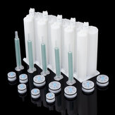 5Pcs/set 50ml 2:1 AB Glue Tube Dual Glue Cartridge Two Component Dispenser Tube with Mixing Tube Mixing Syringe for Industrial Glue Applicator   