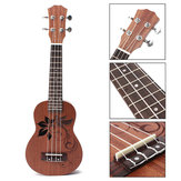 21 colos szoprán ukulele Sapele faból, 15 pengetéssel, virágos mintával