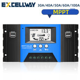 EXCELLWAY 30/40/50/60 / 100A MPPT وحدة تحكم تعمل بالطاقة الشمسية LCD الشمسية شحن دقة تحكم مزدوجة USB لوحة شمسية البطارية منظم