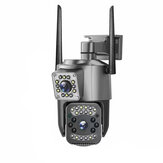 2MP + 2MP 1080P WiFi IPカメラ デュアルレンズ 355° デュアルスクリーン 4MP アウトドアセキュリティカメラ 10X ズーム ツーウェイ音声ビデオ監視 PTZ CCTV カメラ APPコントロール 自動トラッキング EUプラグ