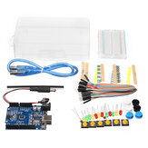 Básico Kit de Arranque UNO R3 Mini Breadboard LED Botón de Alambre de Puente para Arduino con Caja