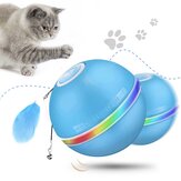 Camfosy Interactive Cat Toy Ball, Electric Cat Balls with LED Light 360° Self-Spinning Ball USB Rechargeable Toys for Cats Dogs Rechargeable Interactive Ball Blue