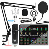 Kit de microfone de gravação de som com placa de som DJ10 para radiodifusão Cantar Gravação KTV Kit de microfone de karaokê