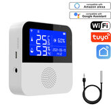 Tuya WiFi умный датчик температуры и влажности в помещении, гигрометр с ЖК-дисплеем, детектор с мониторингом через приложение, поддержка Alexa и Google Home
