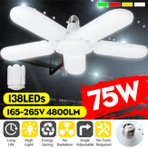 75W E27 5 Kanatlı LED Garaj Işıklı Çalışma Lambası Deforme Tavan Aydınlatma Aparatı AC165-265V