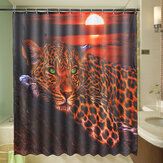 70'' x 70'' African Leopard Shower Curtain Wildlife Animal Sunset Cheetah Polyester Shower Curtains Waterproof Home Decor Red Black