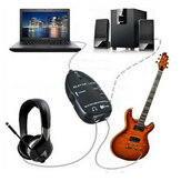 Fio Áudio Ligar Interface Guitarra para USB Adaptador de Fone de Ouvido Estéreo Macho de 6,5 mm