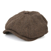 Collrown Men Visor Woolen Blending Newsboy Beret Caps Outdoor Casual Winter Cabbie Ivy Flat Hat