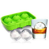 KC-IT02 6 Holes Large Ball Shape Silicone Ice Cube Sphere Whiskey Cocktail Ice Mold Tray