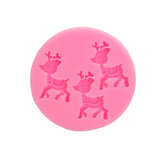 Molde de silicona para hornear con forma de animal de ciervo navideño para decorar pasteles