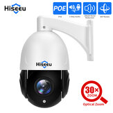 Hiseeu 5мп 30X оптический зум PTZ IP POE камера безопасности для видеонаблюдения с двусторонней аудиозаписью, уличным обнаружением движения и защитой от воды