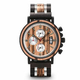 BOBO BIRD NS18-3 Calendar Men Wrist Watch Chronograph Wooden Creative Quartz Watch