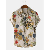 Мужские Причинные Тропические Цветочные Кнопки Дышащие Рубашки