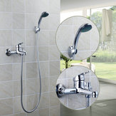 Conjunto de grifo de ducha de bañera montado en la pared con mezclador y rociador de mano en acabado cromo