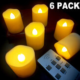 6Pcs LED Velas sin llama Luces de luz cálida Pilar Velas de marfil Mecha móvil Batería Temporizador operado Control remoto Luz nocturna