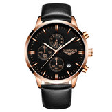Luxury GUANQIN Brand Men Fashion Wristwatch Waterproof Chronograph Leather Quartz Watch GQ12006