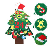 JETEVEN DIY Felt Christmas Tree for Kids Wall Christmas Decorations Christmas Countdown Advent Calendar 3.2FT 37pcs Ornaments Merry Christmas Decorations