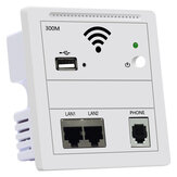 نقطة وصول 300Mbps للجدار الداخلي AP لاسلكي واي فاي مع USB شحن مدخل هاتف مدخل LAN مدخلs RJ11 RJ34 ON- Off