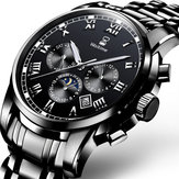 WAITIME™ 8008 Multifunction Men Watch 스테인레스 스틸 Quartz Wrist Watch