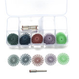 30pcs 25mm Radial Bristle Disc Brushes 80-1000 gruis with 5pcs Mandrel Rotary Adapter