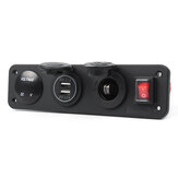 3 in 1 DC 12V 24V Steckdose Socket Panel Dual USB Phone Charger Schalter mit Volt LED Anzeige