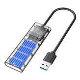AODUKE JMS578 SATA M.2 NGFF Externes Festplattengehäuse SSD Solid State USB3.1 GEN1 Transparente mobile Festplattenbox mit USB-Kabel DM201SU