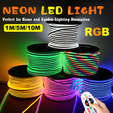 1M/5M/10M 220V 5050RGB شريط LED 60LED / M شريط مقاوم للماء Neon Flex أضواء حبل المكونات الكهربائية المكونة