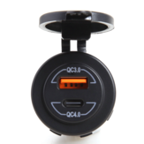 Chargeur de voiture USB double QC3.0 QC4.0 12-24V avec prise Type C charge rapide étanche pour VR, yachts et motos