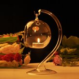 Lâmpada de mesa suspensa de vidro de cristal com suporte para vela, suporte para plantio de velas, jantar romântico de casamento