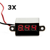 3Pcs Voltmetro digitale LED rosso da 0,28 pollici mini impermeabile, tester di tensione da 3,5-30V