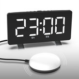 Đồng hồ báo thức kỹ thuật số gương LED, tự động điều chỉnh độ sáng, chế độ snooze, nhớ tắt nguồn, nút USB và rung mạnh.