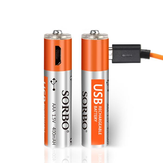 2PCS SORBO 1.5V 400mAh Rechargeable AAA Battery with 4 In 1 Charger Cable