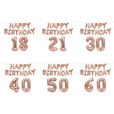 Kit de bannière de ballon d'or rose heureux anniversaire 18/21/30/40/50/60e décoration de fête