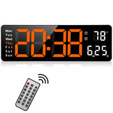AGSIVO 13 дюймовый цифровой настенные часы с большим светодиодным дисплеем с дистанционным управлением / Автоматическая яркость / Внутренняя температура / Дата / Неделя / 12/24-часовой режим для дома, офиса, класса