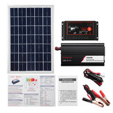 12V / 24V DIY Solar Kit de sistema Controlador de carga Soalr 18V 20W Solar Panel 1000W Solar Inversor Solar Kit de generación de energía