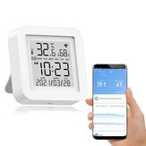 Tuya WIFI درجة الحرارة الرطوبة ذكي المستشعر ساعةحائط رقمي عرض التحكم عن بعد مراقبة ميزان الحرارة الدعم مساعد جوجل أليكسا