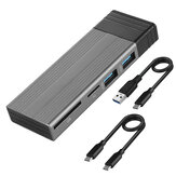 Cassetta esterna per disco rigido portatile M2 SSD M.2 NVMe/SATA da 2 TB con lettore di schede SD/TF e porta con cavo Type-C USB2.0