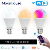 MoesHouse 9W E27 умная Wi-Fi лампа RGB C+W с возможностью регулировки яркости Smart Life Tuya для работы с Alexa Google Home AC110V/220V
