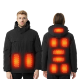 Умная подогреваемая куртка TENGOO с 9 зонами подогрева, управляемая 3 режимами, мужская, наружная, с капюшоном и USB-питанием, теплая зимняя термическая одежда.