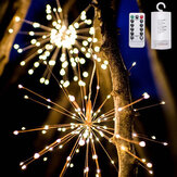 Luces de fuegos artificiales LED alambre de cobre Luces de decoración navideña con 8 modos de batería