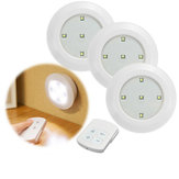 3 luces nocturnas LED inalámbricas con control remoto, funcionan con pilas, se adhieren a los gabinetes y al armario