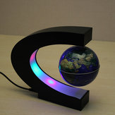Pływający globus na magnetycznym podłożu w kształcie litery C z mapą świata i diodami LED