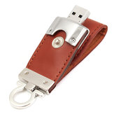 Mini 2 in 1 USB 2.0 8/16/32GB USB Flash Drive Memory Disk Portable Leather U Disk with Hanging Ring