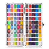 90/100 Perlmutt-Aquarell-Pigment-Set. Set mit Farbenfroher und deckender Wasserfarbe. Geschenkbox für Studenten und Büromaterial.