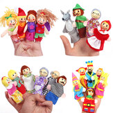 Kerst 7 soorten familie vingerpoppen set zachte doek pop voor kinderen cadeau pluche speelgoed