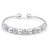 925 Silver Plated Beads Cuff Bracelet Bangle For Women