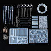 27 κομμάτια εργαλείων DIY σετ από γυάλινο κρύσταλλο με σιλικόνη για κατασκευή κοσμημάτων παράσεισης ρητίνης